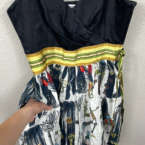 Diane Von Furstenberg Caran Keys Fit Flare Dress Ribbon Accent Sweetheart Sz 8 - Picture 4 of 16